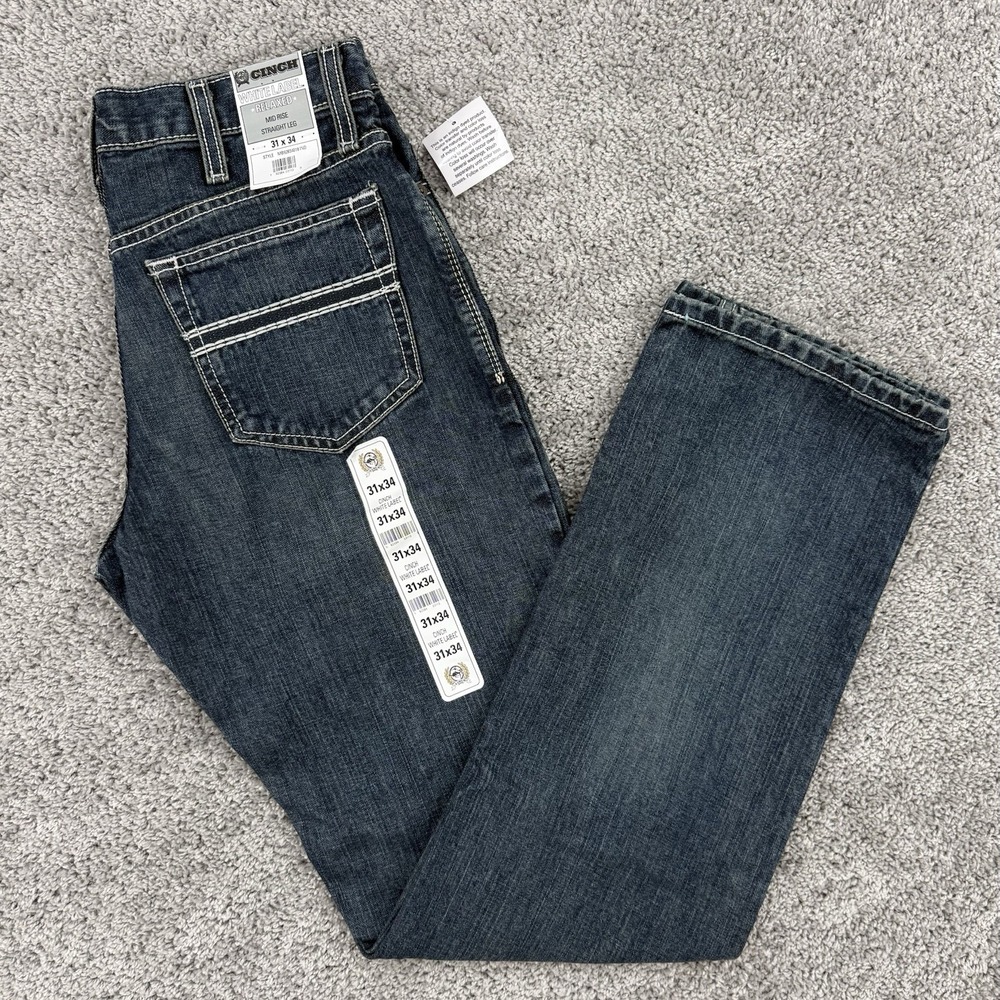 Cinch White Label Jeans Men's 31x34 NWT Relaxed Mid Rise Straight Leg Western